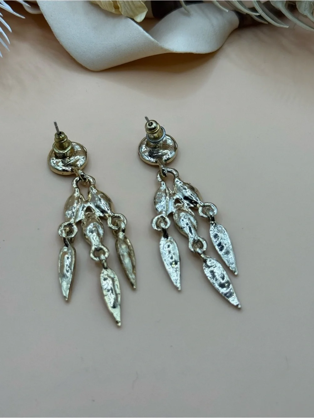 Vintage Colorful Enamel Dangle Chandelier Earrings Gold Tone Abstract Multicolor